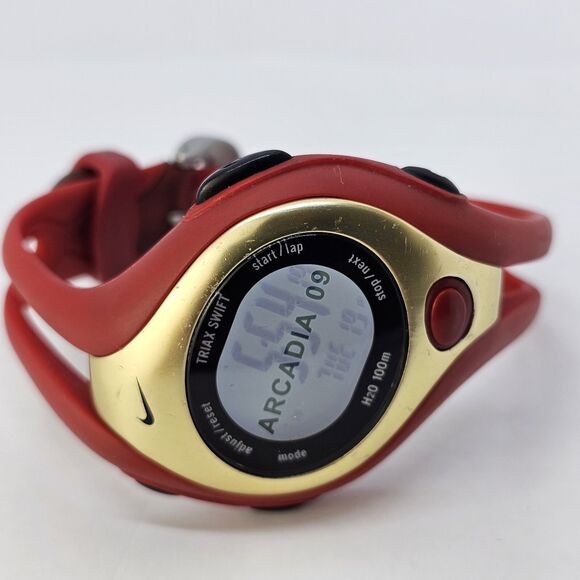 Nike Triax Swift Arcadia 2009 Unisex Digital Watch 43MM Red Bands New Battery - Picture 7 of 12